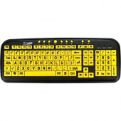 Ergoguys EZSEE LARGE PRINT SPANISH AMERICAN KEYBOARD WIRED - Cable Connectivity - USB Interface - Spanish (Latin America) - Compatible with Computer - Multimedia Hot Key(s) - Yellow CD1060