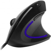 Adesso iMouse E1 - Vertical Ergonomic Illuminated Mouse - Optical - Cable - Glossy Black - USB - 1600 dpi - Scroll Wheel - 6 Button(s) - Right-handed Only IMOUSE E1