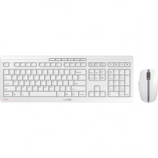 CHERRY STREAM DESKTOP Recharge Keyboard & Mouse - USB Scissors Wireless 2.40 GHz Keyboard - 104 Key - English (US) - Pale Gray - USB Wireless Mouse - Optical - 2400 dpi - 6 Button - Scroll Wheel - Pale Gray - Multimedia, Office Key, Calculator, Volume