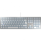CHERRY KC 6000 SLIM Keyboard - Cable Connectivity - USB Interface - English (US) - Mac OS - Scissors Keyswitch - Silver, White - TAA Compliance JK-1610US-1