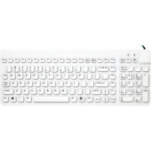 Man & Machine Low Profile Premium Waterproof Disinfectable Keyboard - Cable Connectivity - USB Interface - English, French - PC, Mac - Industrial Silicon Rubber Keyswitch - White RCLP/MAG/W5