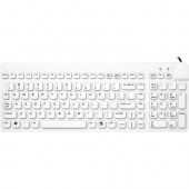 Man & Machine Low Profile Premium Waterproof Disinfectable Keyboard - Cable Connectivity - USB Interface - English, French - PC, Mac - Industrial Silicon Rubber Keyswitch - White RCLP/W5-LT