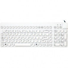 Man & Machine Low Profile Premium Waterproof Disinfectable Keyboard - Cable Connectivity - USB Interface - English, French - PC, Mac - Industrial Silicon Rubber Keyswitch - White RCLP/W5-LT