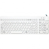 Man & Machine Low Profile Premium Waterproof Disinfectable Keyboard - Cable Connectivity - USB Interface - English, French - PC, Mac - Industrial Silicon Rubber Keyswitch - White RCLP/W5