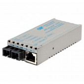 Omnitron Systems miConverter 10/100/1000 Gigabit Ethernet Fiber Media Converter RJ45 SC Multimode 550m Wide Temp - 1 x 10/100/1000BASE-T; 1 x 1000BASE-SX; DC Powered; Lifetime Warranty - RoHS, WEEE Compliance 1222-0-9W