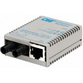 Omnitron Systems miConverter/S 10/100 Ethernet Fiber Media Converter RJ45 ST Multimode 5km - 1 x 10/100BASE-T, 1 x 100BASE-FX, USB/US AC Powered, Lifetime Warranty - RoHS, WEEE Compliance 1600-0-1