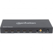 Manhattan 1080p 4-Port HDMI Multiviewer Switch with Remote Control - 1080p HDMI Switch with Four Inputs on One Display - Video Bandwidth Amplifier - Remote Control - Black 207881