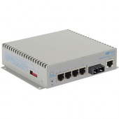 Omnitron Systems OmniConverter Managed Gigabit, MM ST, RJ-45, Ethernet Fiber Switch - 4 x 10/100/1000BASE-T, 1 x 1000BASE-X, AC Power, 5 Year Warranty 2823-1-14-1