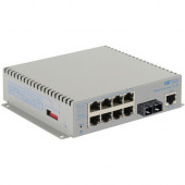 Omnitron Systems OmniConverter Managed Gigabit, MM ST, RJ-45, Ethernet Fiber Switch - 8 x 10/100/1000BASE-T, 1 x 1000BASE-X, AC Power, 5 Year Warranty 2822-6-18-1