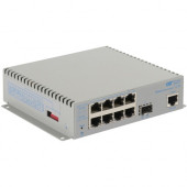 Omnitron Systems OmniConverter Managed Gigabit, MM ST, RJ-45, Ethernet Fiber Switch - 8 x 10/100/1000BASE-T, 1 x 1000BASE-X, AC Power, 5 Year Warranty 2839-0-18-1