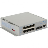 Omnitron Systems OmniConverter Managed Gigabit PoE+, 2xSFP, RJ-45, Ethernet Fiber Switch - 8 x 10/100/1000BASE-T, 2 x 1000BASE-X, DC Power, 5 Year Warranty 2839-0-28-9W