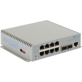 Omnitron Systems OmniConverter Managed Gigabit PoE+, 2xSFP, RJ-45, Ethernet Fiber Switch - 8 x 10/100/1000BASE-T, 2 x 1000BASE-X, DC Power, 5 Year Warranty 2839-0-28-9Z