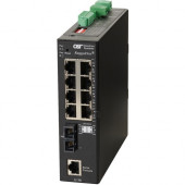 Omnitron Systems RuggedNet Managed Ruggedized Industrial Gigabit, MM SC, RJ-45, Ethernet Fiber Switch - 8x 10/100/1000BASE-T, 1 x 1000BASE-X, 2xDC Power, 5 Year Warranty 2842-0-18-2Z