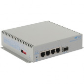 Omnitron Systems OmniConverter Unmanaged Gigabit, SFP, RJ-45, Ethernet Fiber Switch - 4 x 10/100/1000BASE-T, 1 x 1000BASE-X, AC Power, 5 Year Warranty 2879-0-14-1Z