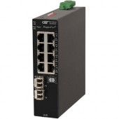Omnitron Systems RuggedNet Unmanaged Ruggedized Industrial Gigabit, MM SC, RJ-45, Ethernet Fiber Switch - 8x 10/100/1000BASE-T, 1 x 1000BASE-X, 2xDC Power, 5 Year Warranty 2882-0-18-2Z