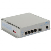 Omnitron Systems OmniConverter Managed Gigabit High Power 60W PoE, SFP, RJ-45, Ethernet Fiber Switch - 4 x 10/100/1000BASE-T, 1 x 1000BASE-X, AC Power, 5 Year Warranty 3119-0-14-1W