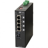 Omnitron Systems RuggedNet Unmanaged Industrial Gigabit High Power 60W PoE, SM SC SF, RJ-45, Ethernet Fiber Switch - 4 x 10/100/1000BASE-T, 1 x 1000BASE-X, 2xDC Power, 5 Year Warranty 3211-1-14-2Z