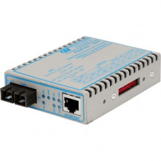 Omnitron Systems FlexPoint 10/100/1000 Gigabit Ethernet Fiber Media Converter RJ45 SC Single-Mode 34km - 1 x 10/100/1000BASE-T; 1 x 1000BASE-LX; US AC Powered; Lifetime Warranty - RoHS, WEEE Compliance 4702-1