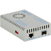 Omnitron Systems iConverter 10/100/1000 to 10 Gigabit Fiber Ethernet Media Converter SFP+ - 1 x 10/100/1000BASE-T, 1 x 1G/10GBASE-R, Tabletop Standalone, US AC Powered, Lifetime Warranty 8580-0-A