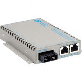 Omnitron Systems OmniConverter SE 10/100/1000 PoE+ Fast Ethernet Fiber Media Converter Switch RJ45 SC Multimode 5km - 2 x 10/100/1000BASE-TX; 1 x 100BASE-FX; US AC Powered; Lifetime Warranty; US Made - RoHS, WEEE Compliance 9382-0-21