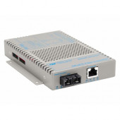 Omnitron Systems OmniConverter 10/100/1000 PoE Gigabit Ethernet Fiber Media Converter Switch RJ45 SC Single-Mode 12km Extended Temp - 1 x 10/100/1000BASE-T; 1 x 1000BASE-LX; US AC Powered; Lifetime Warranty 9403-1-11Z