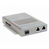Omnitron Systems OmniConverter 10/100/1000 PoE+ Gigabit Ethernet Fiber Media Converter Switch RJ45 SFP Wide Temp - 2 x 10/100/1000BASE-T; 1 x 100/1000BASE-X (SFP); Univ. AC Powered; Lifetime Warranty - RoHS, WEEE Compliance 9439-0-22W
