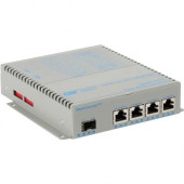 Omnitron Systems OmniConverter GPoE+/SX 4x PoE+ SFP US AC Powered - Network (RJ-45) - 4x PoE+ (RJ-45) Ports - Multi-mode, Single-mode - Gigabit Ethernet - 1000Base-SX/LX, 1000Base-BX, 1000Base-BX-D, 1000Base-LX/SX, 1000Base-BX10-U, 1000Base-BX-U, 1000Base