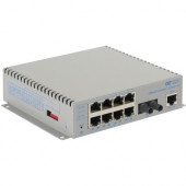 Omnitron Systems OmniConverter Managed Gigabit PoE+, SM ST, RJ-45, Ethernet Fiber Switch - 8 x 10/100/1000BASE-T, 1 x 1000BASE-X, AC Power, 5 Year Warranty 9521-1-18-1