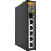 Allied Telesis Industrial Un-Managed Layer 2 Switch, PoE+ Support - 5 Ports - 2 Layer Supported - Modular - Optical Fiber, Twisted Pair - DIN Rail Mountable, Wall Mountable AT-IS130-6GP-80