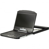 ATEN 1U Ultra Short Depth Single Rail WideScreen LCD Console (USB / HDMI)-TAA Compliant - 1 Computer(s) - 18.5" LED - Full HD - 1920 x 1080 - 4 x USB - 2 x HDMI - Keyboard - TouchPad - 120 V AC, 230 V AC Input Voltage - 1U High - Metal, Plastic CL370