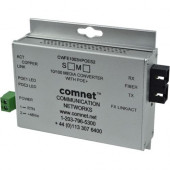 Comnet Commercial Grade 100Mbps Media Converter with 48V POE, Mini - Network (RJ-45) - 1x PoE+ (RJ-45) Ports - 2 x ST Ports - Multi-mode - Fast Ethernet - 10/100Base-TX, 100Base-FX - Desktop, Rail-mountable - TAA Compliance CWFE1005POEM/M