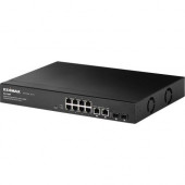 Edimax 8-Port Fast Ethernet PoE+ with 2 Gigabit Combo Ports Web Smart Switch - 10 Ports - Manageable - 2 Layer Supported - Modular - Twisted Pair, Optical Fiber - Rack-mountable ES-5208P