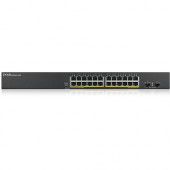 Zyxel 24-port GbE Smart Managed PoE Switch with GbE Uplink - 24 Ports - Manageable - 2 Layer Supported - Modular - 2 SFP Slots - 206.50 W Power Consumption - 170 W PoE Budget - Twisted Pair, Optical Fiber - PoE Ports - Rack-mountable, Desktop - Lifetime L