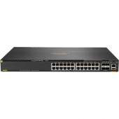 HPE Aruba 6300M 24-port 1GbE Class 4 PoE and 4-port SFP56 Switch - 24 Ports - Manageable - 3 Layer Supported - Modular - 4 SFP Slots - Twisted Pair, Optical Fiber - 1U High - Rack-mountable - Lifetime Limited Warranty - TAA Compliance JL662A