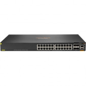 HPE Aruba 6300F 24-port 1GbE Class 4 PoE and 4-port SFP56 Switch - 24 Ports - Manageable - 3 Layer Supported - Modular - 4 SFP Slots - Twisted Pair, Optical Fiber - 1U High - Rack-mountable - Lifetime Limited Warranty - TAA Compliance JL666A#ABA