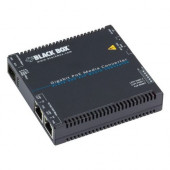 Black Box Gigabit PoE Media Converter, 10/100/1000BASE-T to SFP - Network (RJ-45) - 2x PoE (RJ-45) Ports - Gigabit Ethernet - 10/100/1000Base-TX, 1000Base-X - 1 x Expansion Slots - SFP - 1 x SFP Slots - Wall Mountable, Rail-mountable - TAA Compliance LGC5