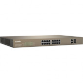 Tenda 16-Port 10/100Mbps + 2 Gigabit Web Smart PoE Switch - 16 Ports - Manageable - 2 Layer Supported - Modular - Twisted Pair, Optical Fiber TEF1218P-16-250W