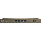 Tenda TEF1218P 16-Port 10/100 Mbps+2 Gigabit Web Smart POE Switch w/ 230W Output - 16 Ports - Manageable - 2 Layer Supported - Modular - Twisted Pair, Optical Fiber - 3 Year Limited Warranty TEF1218P