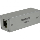 Hanwha Group Wisenet 10/100 Mbps Ethernet Repeater With 60 W Pass-Through PoE - Network (RJ-45) - 10/100Base-TX - Rail-mountable TER-F01PD