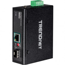 Trendnet Hardened Industrial SFP to Gigabit UPoE Media Converter - 1 x Network (RJ-45) - Single-mode, Multi-mode - Gigabit Ethernet - 1000Base-T, 1000Base-X - 1 x Expansion Slots - SFP - 1 x SFP Slots - Rail-mountable, Wall Mountable - TAA Compliance TI-U