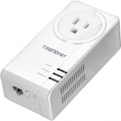 Trendnet Powerline 1300 AV2 Adapter with Built-in Outlet - 1 x Network (RJ-45) - 1300 Mbit/s Powerline - 984.25 ft Distance Supported - HomePlug AV2 - Gigabit Ethernet TPL-423E