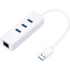 TP-Link USB 3.0 3-Port Hub & Gigabit Ethernet Adapter 2 in 1 USB Adapter - USB 3.0 Type A - 1 Port(s) - 1 - Twisted Pair UE330