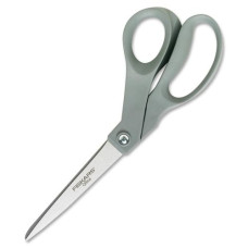 Fiskars Contoured Everyday Scissors - 3.50" Cutting Length - 8" Overall Length - Bent - Stainless Steel - Pointed Tip - Silver - 1 Each 01004250J