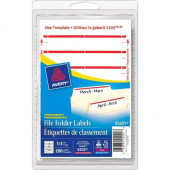 Avery &reg; Permanent 1/3 Cut File Folder Labels - Permanent Adhesive - 11/16" Width x 3 7/16" Length - Rectangle - Inkjet, Laser - Dark Red, White - Paper - 7 / Sheet - 252 / Pack - TAA Compliance 05201