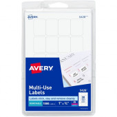 Avery &reg; Removable Labels, Removable Adhesive, 1" x 3/4" , 1,000 Labels (5428) - 1" Height x 3/4" Width - Removable Adhesive - Rectangle - Laser, Inkjet - White - Paper - 20 / Sheet - 50 Total Sheets - 1000 Total Label(s) - TAA 