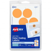 Avery &reg; Color Coded Label - Permanent Adhesive - 1 1/4" Diameter - Rectangle - Laser - Neon Orange - 8 / Sheet - 50 Total Sheets - 400 Total Label(s) - TAA Compliance 05476