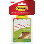 3m Command Removable Adhesive Poster Strips - Removable, Adhesive, Double-sided, Residue-free - 136 / Pack - White - TAA Compliance 17024136ES