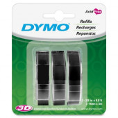 Newell Rubbermaid Dymo 1741670 Glossy Embossing Tape - 3/8" Width x 117 3/5" Length - Rectangle - Black - Vinyl - 3 / Pack 1741670