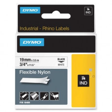 Newell Rubbermaid Dymo Rhino Flexible Nylon Labels - 3/4" Width x 11 31/64 ft Length - Thermal Transfer - White, Black - Nylon - 1 Each - TAA Compliance 18489