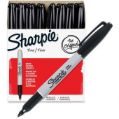 Newell Rubbermaid Sharpie Fine Point Permanent Marker - Fine, Bold Marker Point Type - 1 mm Marker Point Size - Black Ink - Black Barrel - 36 / Box - TAA Compliance 1884739